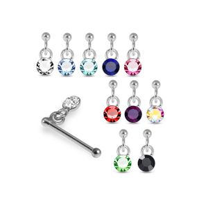 925 Sterling Silver Jeweled Swing Drop Ball End Nose Stud Box (20pcs/40pcs)
