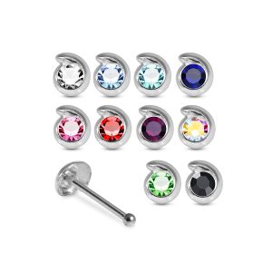 925 Sterling Silver Jeweled Teardrop Ball End Nose Stud Box (20pcs/40pcs)