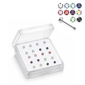 925 Silver Nose Stud Pin With Red Rhinestone