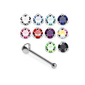 925 Silver Nose Stud Pin With Red Rhinestone