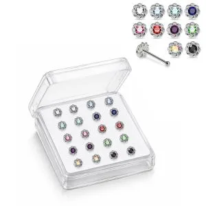 925 Silver Jeweled Twined Flower Nose stud