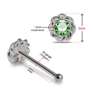925 Silver Jeweled Twined Flower Nose stud