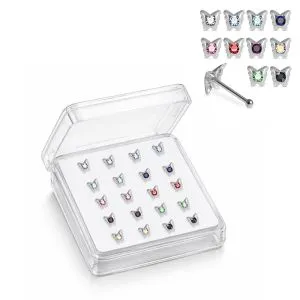 925 Silver Jeweled Butterfly Shape Nose Stud