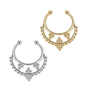 925 Sterling Silver Tribal Dots Fake Septum Piercing