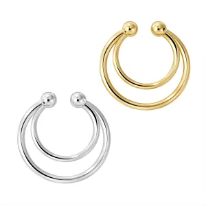 925 Sterling Silver Twin Horseshoe Fake Septum Piercing