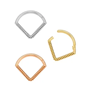 925 Sterling Silver Twisted Rope V Shape Hinged Segment Clicker Ring