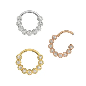 9 CZ Jeweled Surgical Steel Hinged Septum Clicker Ring