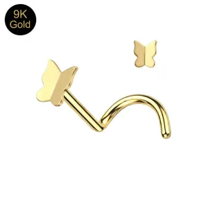 9K Yellow Gold Butterfly Top Nose Screw (20G | 6mm Length)