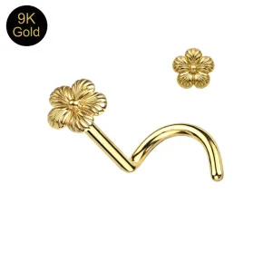9K Yellow Gold Flower Top Nose Screw (22G)