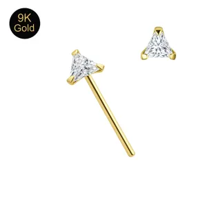 9K Gold Straight end Tri Angle Jeweled Nose Stud