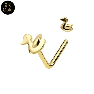 9K Solid Yellow Gold High-Polish Duck L-Bend Nose Stud (22G)