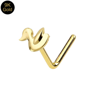 9K Solid Yellow Gold High-Polish Duck L-Bend Nose Stud (22G)