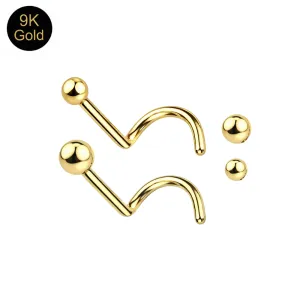 9K Yellow Gold Nose Screw Set with 1.5mm & 2mm Ball Tops (20G)