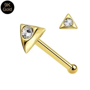 9K Jeweled Triangle Ball End Nose Pin