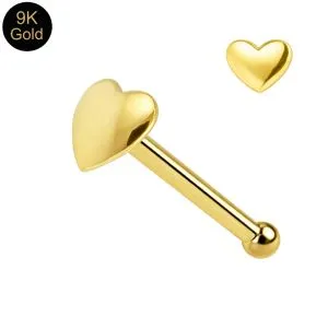 9K Plain Heart Ball End Nose Stud