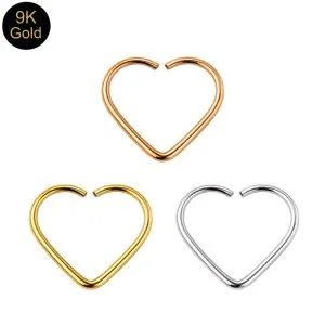 9K Gold Heart Cartilage Daith piercing Ring