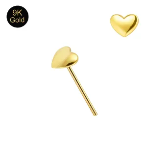 9K Gold Embossed Heart Straight Nose Stud