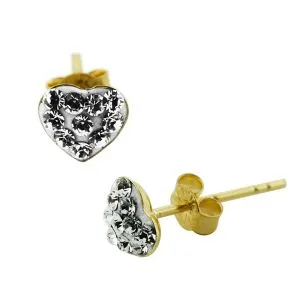 9K Gold Multi Jeweled Heart Ear Stud