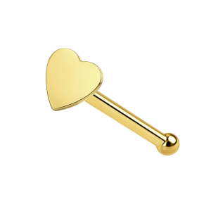 9K Gold 3mm Heart Ball End Nose Pin