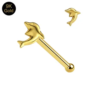 9K Gold Dolphin Ball End Nose Pin