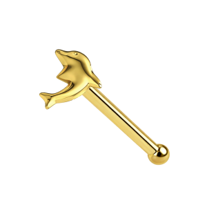 9K Gold Dolphin Ball End Nose Pin