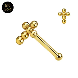 9K Gold Cross Ball End Nose Pin