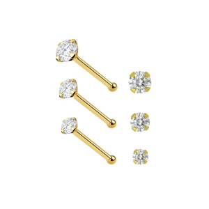 9K Yellow Gold Genuine Crystal Ball End Nose Pin