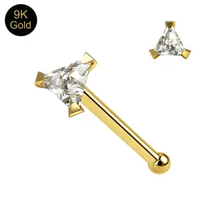 9K Gold Triangle CZ Ball End Nose Pin