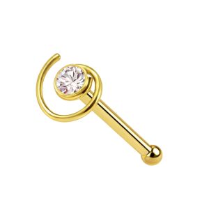 9K Gold Ball End Jeweled Coil Nose stud