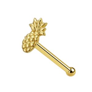 14K Gold Ball End Pineapple Nose Pin stud
