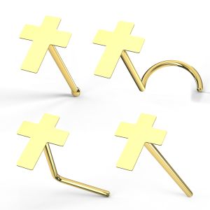 9K Gold Cross Nose Studs