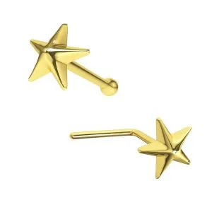 9K Gold 3D Star Nose Studs