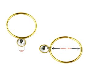 9K Gold Jeweled Seamless Continues Hoop Nose Ring