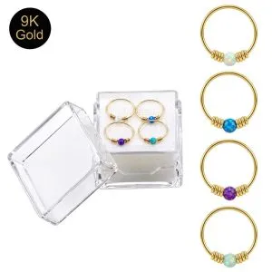 9K Solid Gold Opal Spring coil Hoop in display box | Different opal color