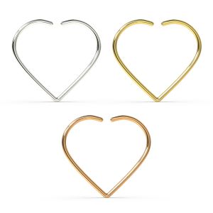 9K Solid Gold Heart Cartilage Hoop Ring – 22G 8mm Daith, Helix & Tragus Piercing