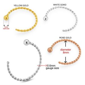9K Gold Twisted Open Hoop Nose Ring