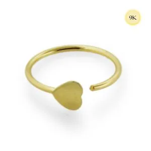 9K Gold 3mm Heart Open Hoop Nose Ring