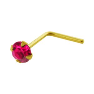 9K Gold L-Shaped Crystal Nose Stud