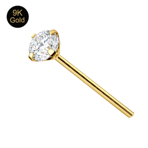9K Gold CZ Jeweled Straight Nose Stud