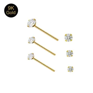 9K Gold CZ Jeweled Straight Nose Stud