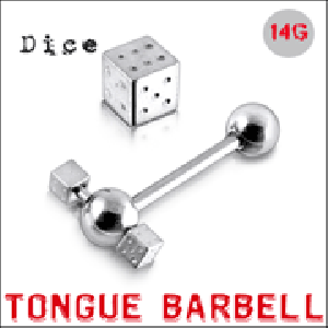 Tongue Barbell with Ball and Dice