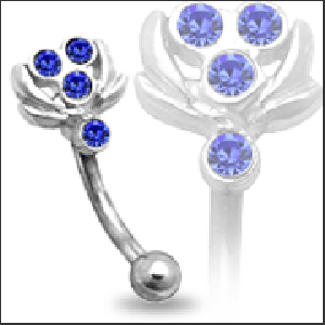 Jeweled Plumeria Bud Eyebrow Ring