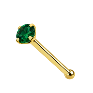 9K Gold Emerald Jeweled Nose Bone