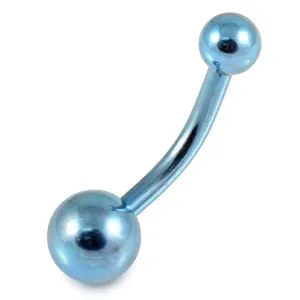 Surgical Steel Aqua Anodized 14G Navel Belly Banana