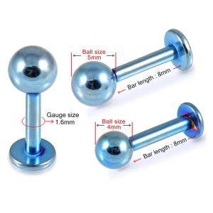Aqua Anodized Labret Piercing with Top Ball