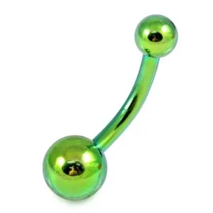 Surgical Steel Green Anodized Belly banana with Ball