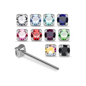 2mm round claw-set cubic zirconia straight end nose studs in a professional 925 silver jewelry collection.