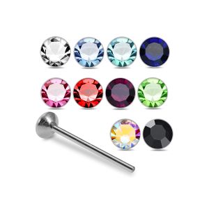 925 Sterling Silver 2mm Round Jeweled Straight End Nose Stud Box (20pcs / 40pcs)