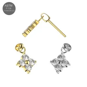 Implant Grade Titanium Bugadi Flower Dangle Threadless Top