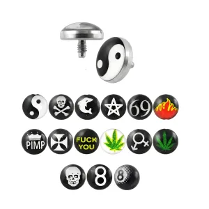 ASTM F-136 Titanium Base | 316L Steel Jeweled Logo Dermal Anchor Set